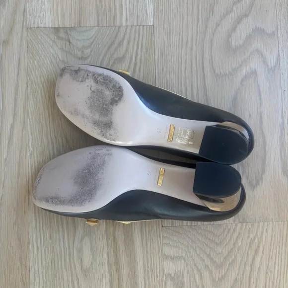 Gucci Women's Tiger Head Heeled Loafers Leather and GG Coated Canvas - Picture 7 of 9